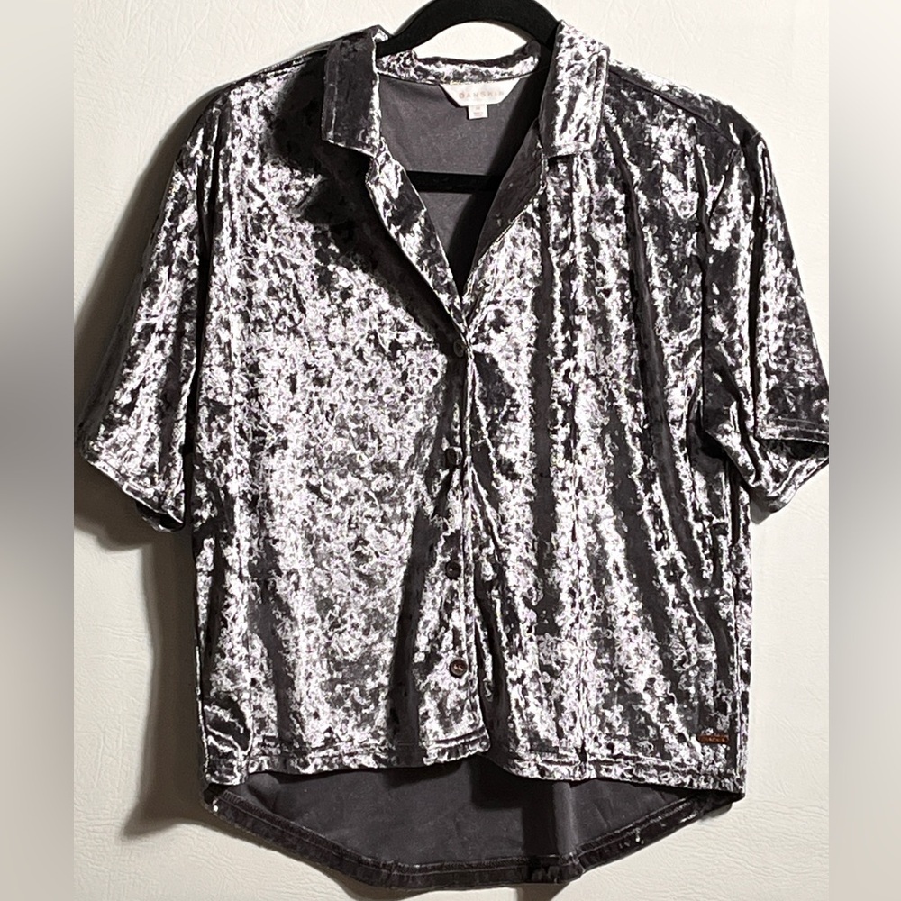 Danskin Purple/Silver Velour Sleepwear Top sz M